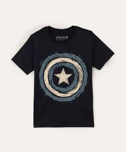 camiseta de algodão infantil capitão américa azul marinho 10