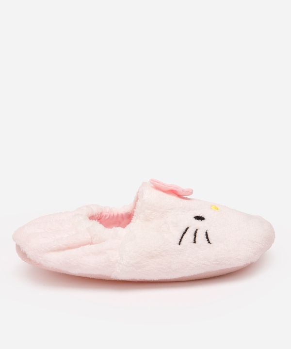 pantufa infantil hello kitty com antiderrapante branca 31-32