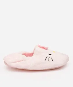 pantufa infantil hello kitty com antiderrapante branca 29-30