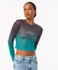 blusa de tule pequena sereia degradê manga longa verde M