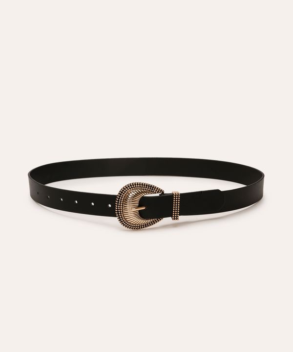 cinto fivela grande texturizada preto 100CM