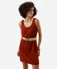 vestido curto feminino de viscose com cinto vinho M