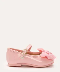 sapatilha infantil verniz com laço molekinha rosa 17