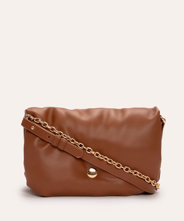 bolsa crossbody pillow com alça corrente caramelo Único