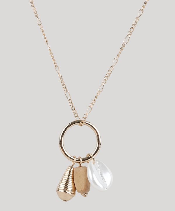 Colar Longo Feminino com 3 Pingentes Dourado Único