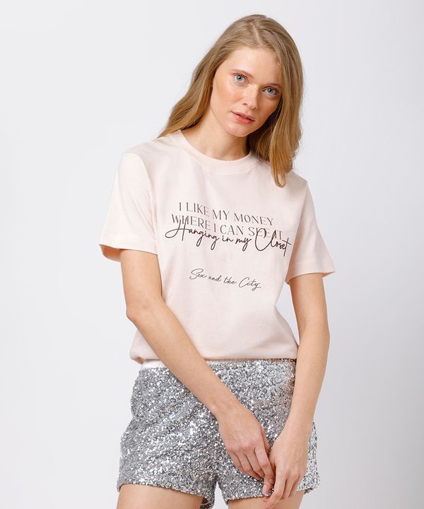 camiseta feminina de algodão i like my money mindset rosa PP