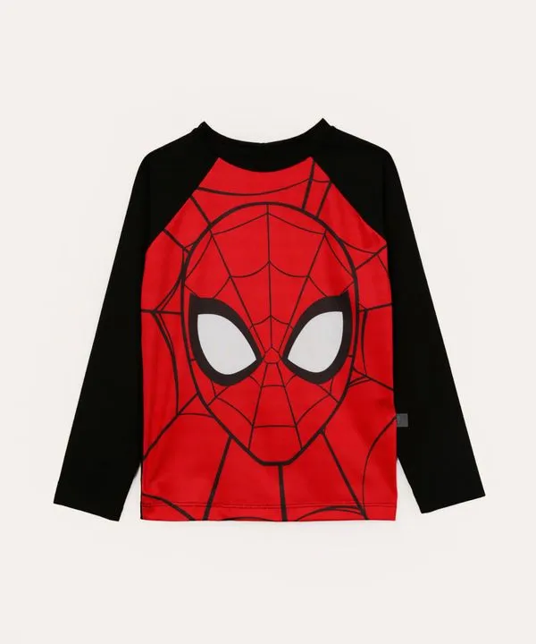 blusa manga longa infantil proteção uv homem aranha vermelha 4