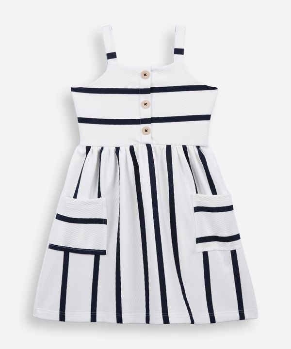 vestido infantil de algodão texturizado listrado azul 4