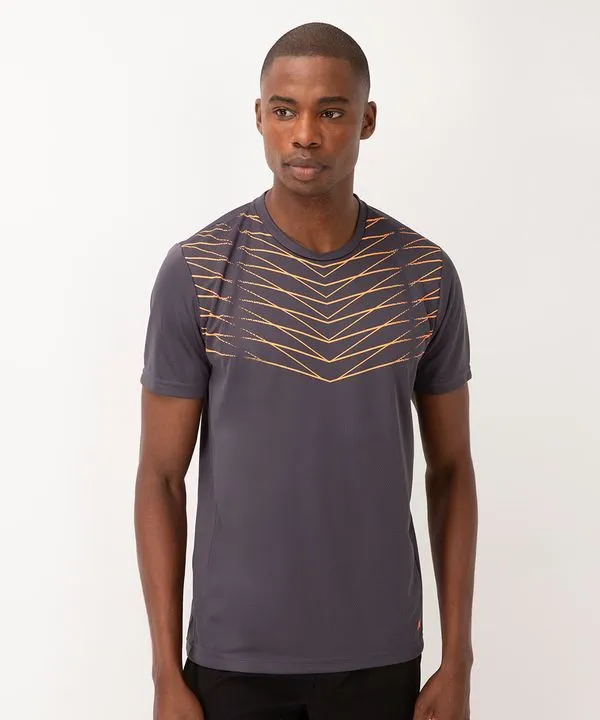 camiseta geométrica manga curta esportiva chumbo P
