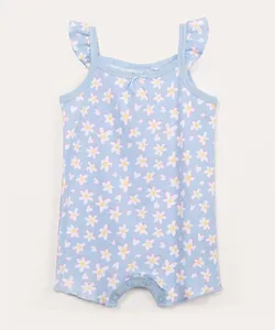 macaquinho infantil floral azul claro 6-9
