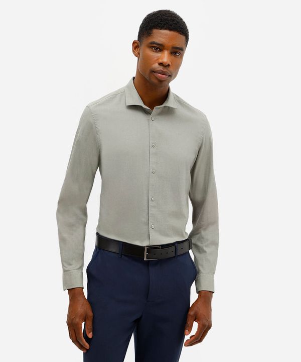 camisa slim fit masculina de algodão verde G