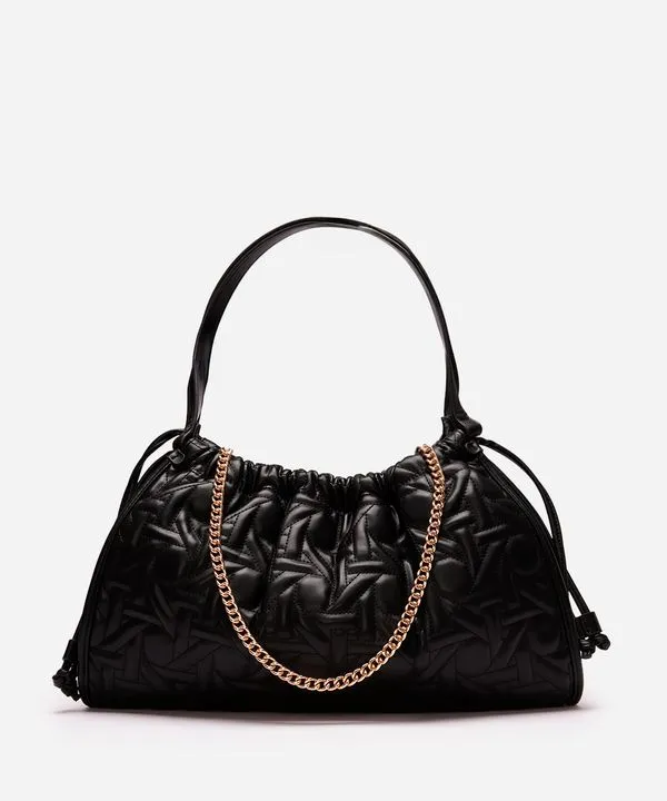 bolsa shoulder feminina matelassê com alça de corrente preta UNICO