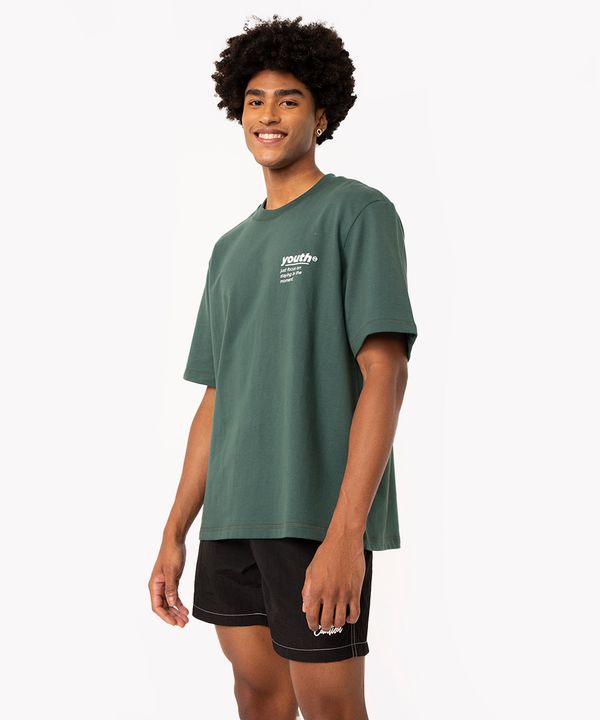 camiseta oversized de algodão manga curta verde G