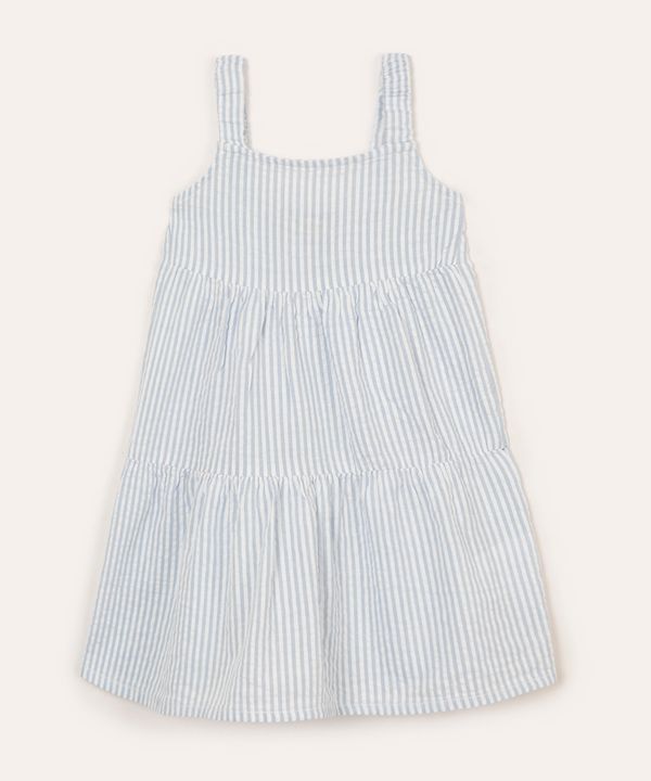 vestido infantil de algodão listrado azul 1