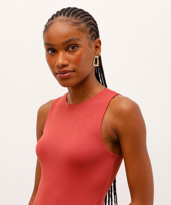 body feminino de poliamida decote redondo rosa P