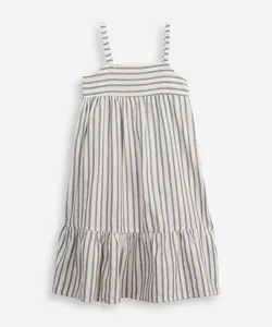vestido midi infantil listrado azul 8