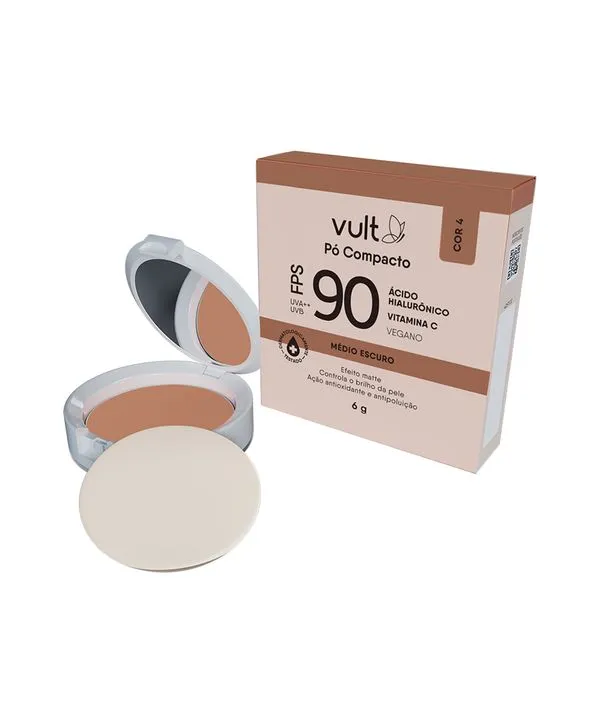 vult pó compacto facial fps 90 cor 4 médio escuro único Único