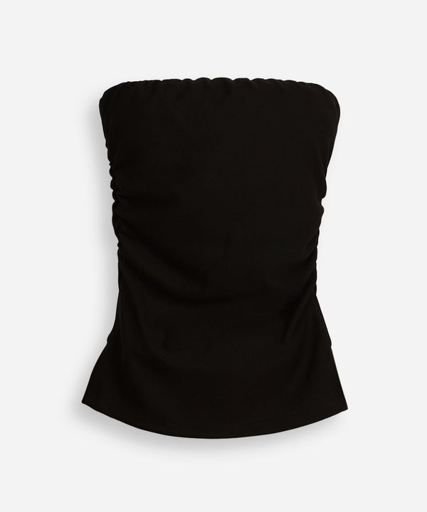 blusa juvenil sem alça franzida preta 12