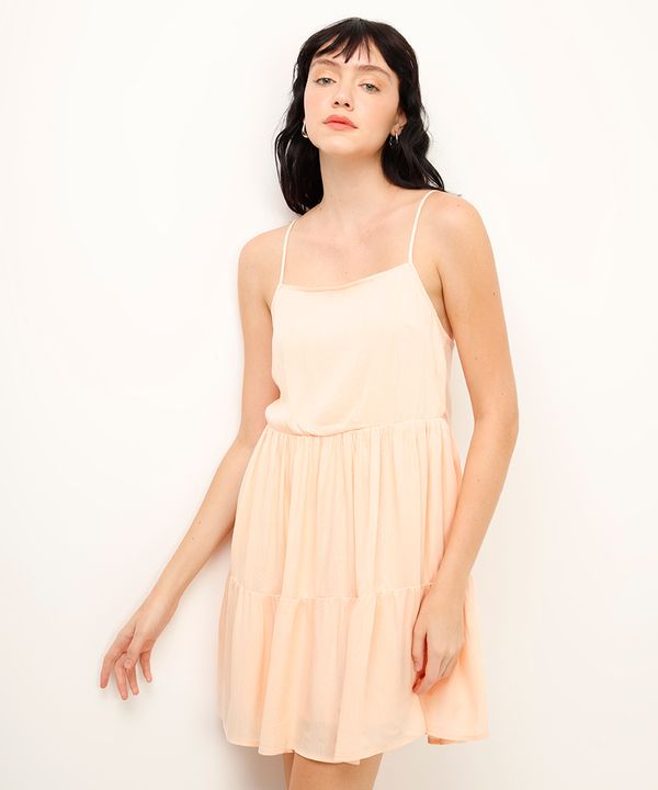 vestido curto de viscose com lurex listrado laranja G