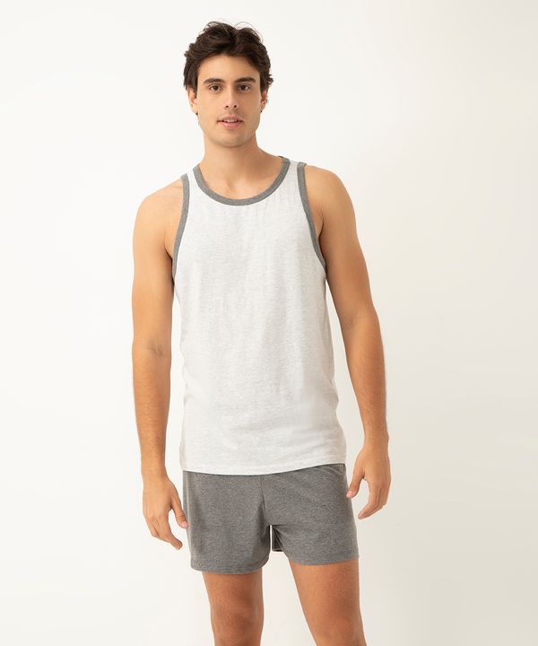 pijama de algodão regata off white mescla M
