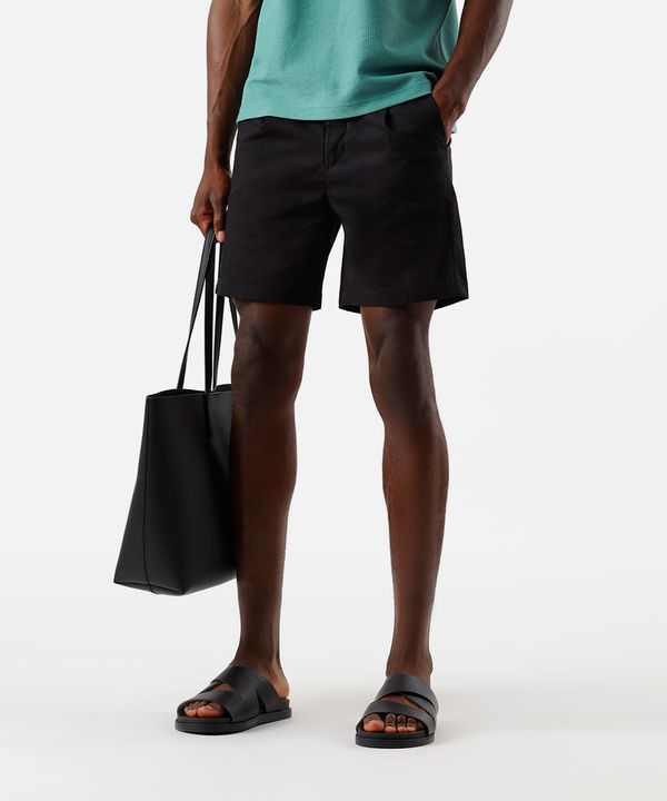 bermuda reta masculina de sarja preta 40