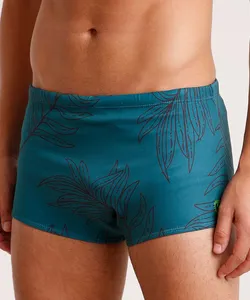 Sunga Masculina Tradicional Estampada de Folhagens com Proteção UV50+ Verde M