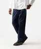 calça baggy masculina com linho e pregas azul 36