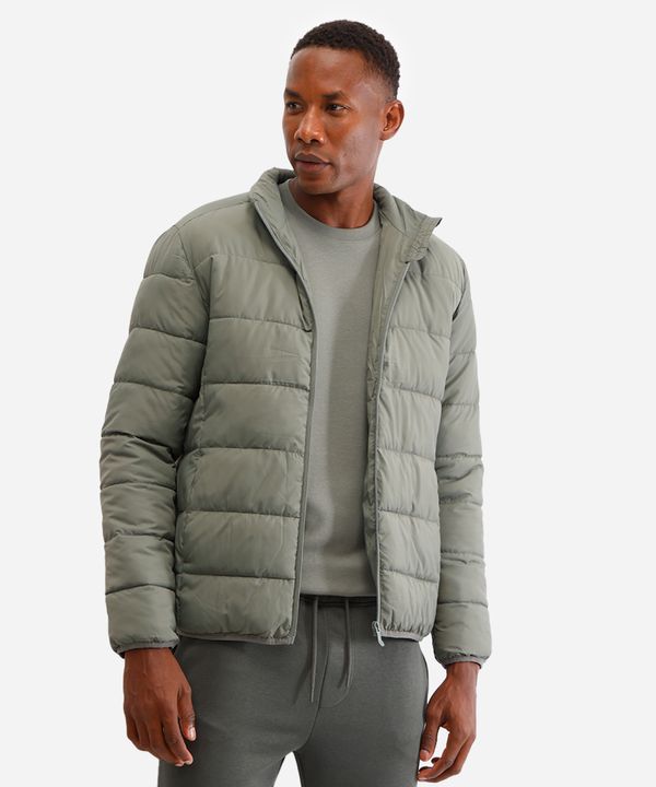 jaqueta puffer básica masculina manga longa verde P