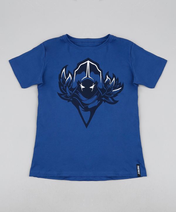 Camiseta Juvenil Corvo Fortnite Manga Curta Azul M