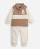 conjunto longo infantil de moletom ursinho bege 6-9