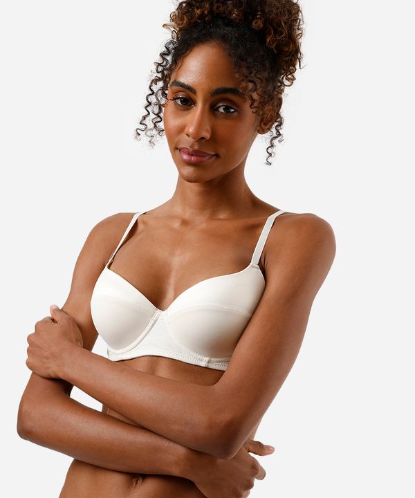 sutiã meia taça com recorte acetinado off white 46