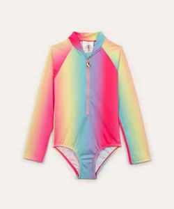 maio infantil tie dye unicórnio com zíper manga longa proteção uv colorido 12