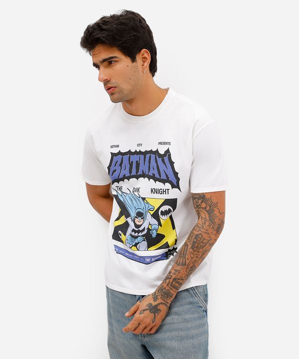 camiseta masculina de algodão batman off white G