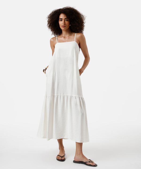 vestido midi feminino de viscose alça fina - off white GG