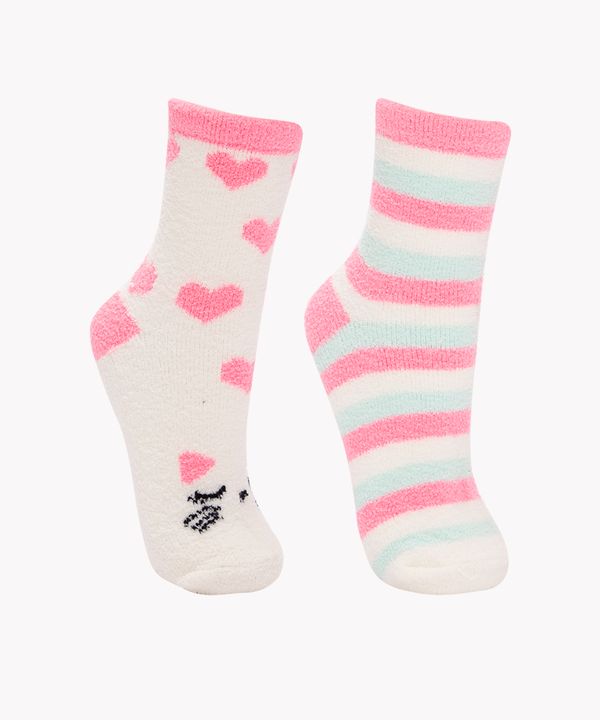 kit de 2 pares de meias infantis gatinha multicor 23 - 28