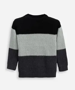 suéter de tricot infantil texturizado e listrado cinza 6