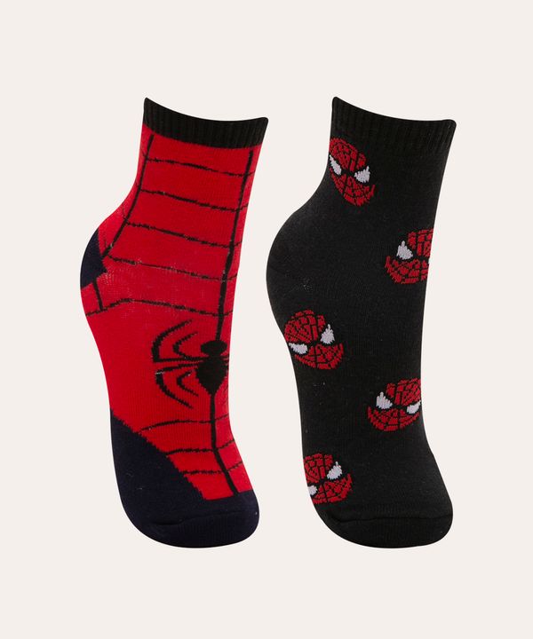 Kit de 2 Meias Infantis Cano Médio Estampadas Homem-Aranha Multicor 30-33