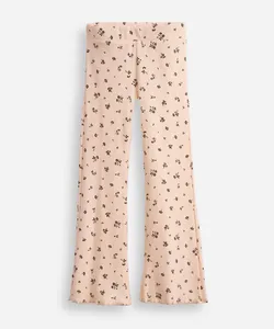 calça flare infantil floral com fru fru bege 12