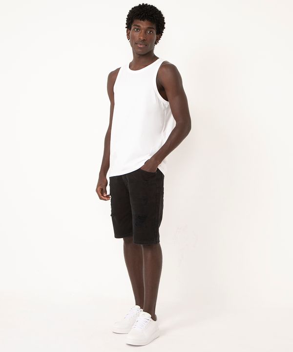 bermuda de sarja slim destroyed preta 48