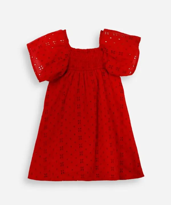 vestido infantil de laise elástico costas vermelho 5