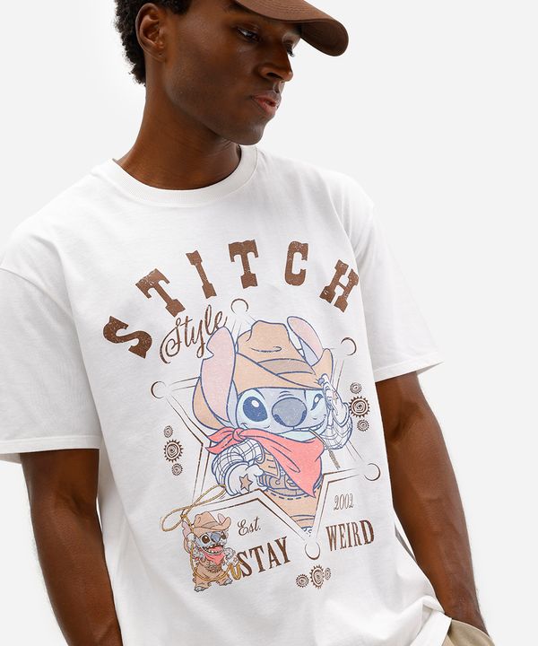 camiseta relaxed masculina de algodão manga curta stitch off white PP