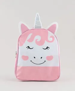 Mochila Infantil Unicórnio com Orelhas e Chifre Rosa Único