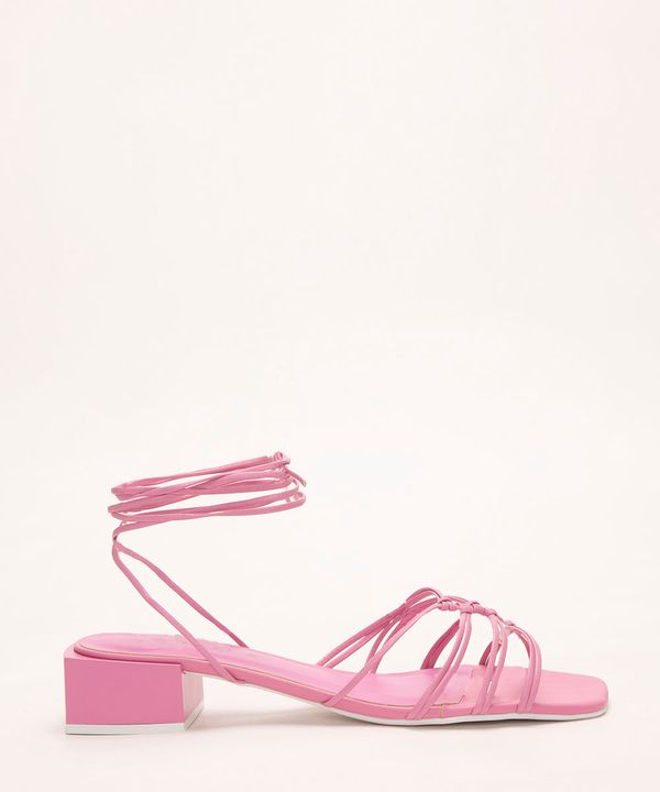 sandália lace up salto baixo oneself pink 36