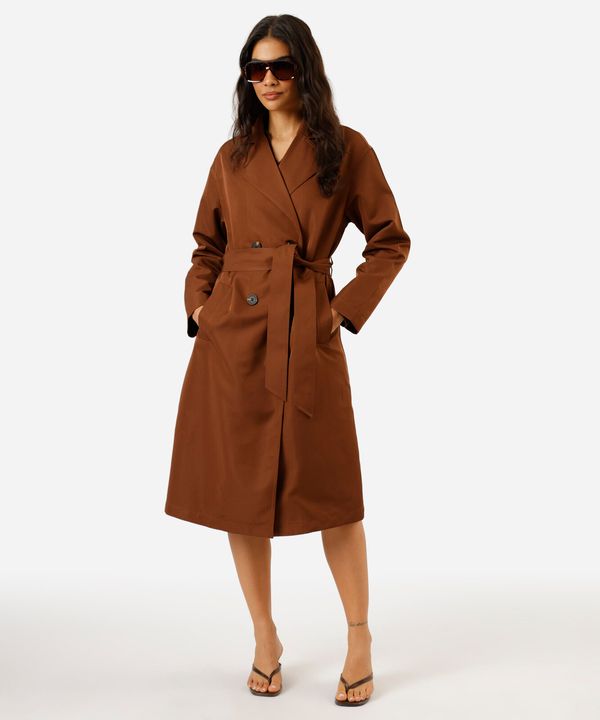 casaco trench coat feminino marrom G