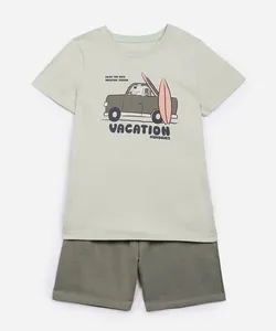 conjunto infantil curto vacation verde 3