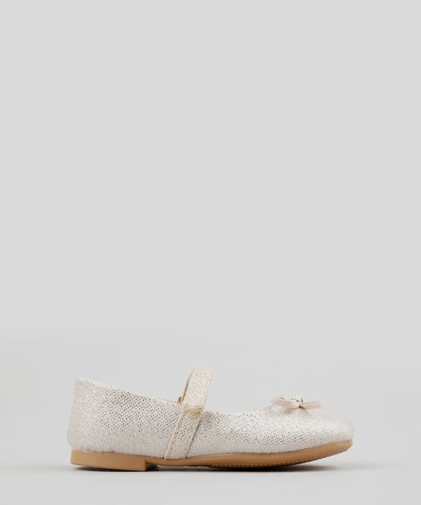 Sapatilha Infantil com Lurex e Laço Bege 26
