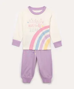 pijama infantil longo arco íris off white 5