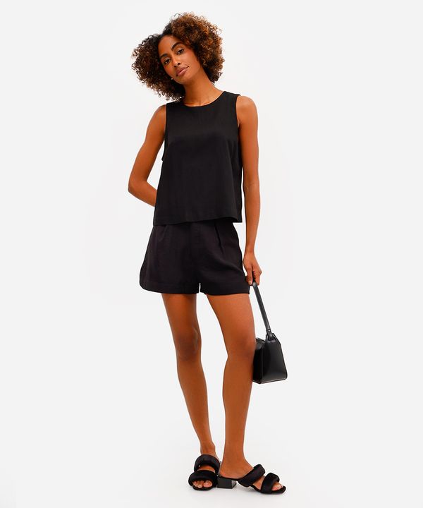 short de alfaiataria feminino de viscose com fendas preto 42