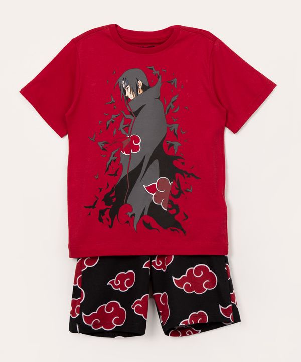 pijama infantil manga curta itachi uchiha vermelho 12