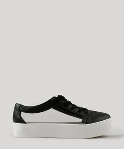 Tênis Feminino Moleca Flatform com Recorte em Vinil Preto 39
